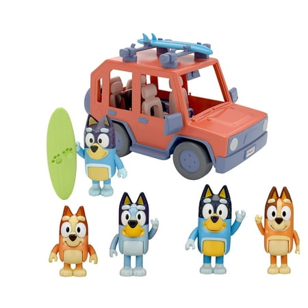 Bluey 4WD Family Vehicle, Includes 1 Figure, 2 Surfboards, Fun Stickers, For Preschoolers