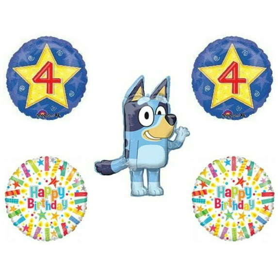 Bluey 4th Fourth Happy Birthday Party Balloons Decorations Supplies Heeler Puppy Dog