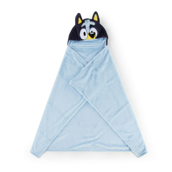 Bluey Kids Hooded Silk Touch Throw Blanket, Polyester Faux Fur, Blue, BBC Studios, 54" x 40"