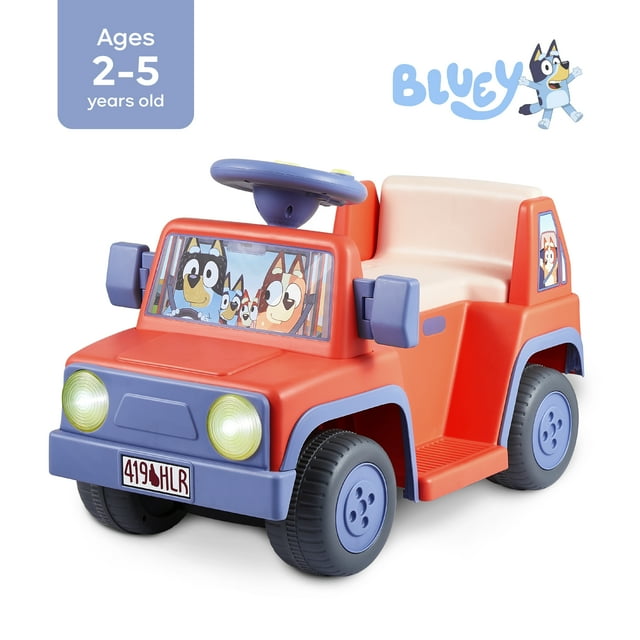 Bluey Operated Motorized RideOn Toy Car, 6 Volt with Sounds, Lights