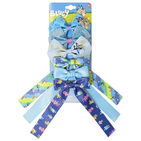 Bluey 6 pack Hair Bows, Multicolor