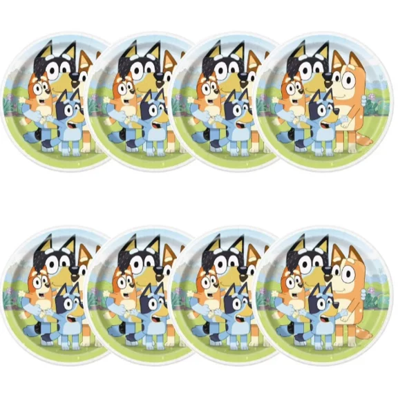 Bluey 9" Party Plates 8Ct | Birthday Supplies | Kids Cartoon Theme Decor