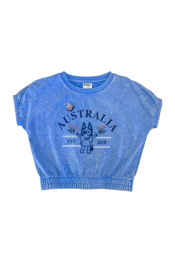 Australia Girls Embroidered Short Sleeve Graphic Top, Sizes 4-16