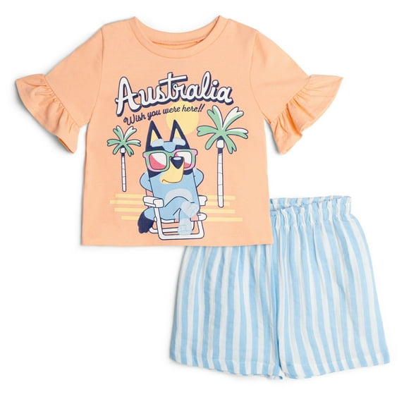 Bluey Australia T-Shirt and Gauze Shorts Outfit Set Toddler to Little Kid