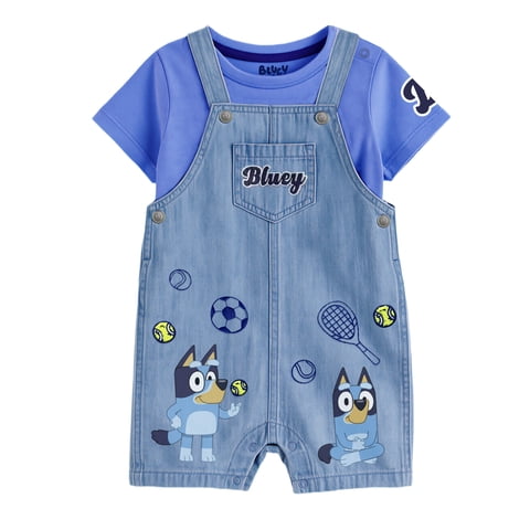 Bluey Baby Boy 2 Piece Shortall Set, Sizes 0-24 Months