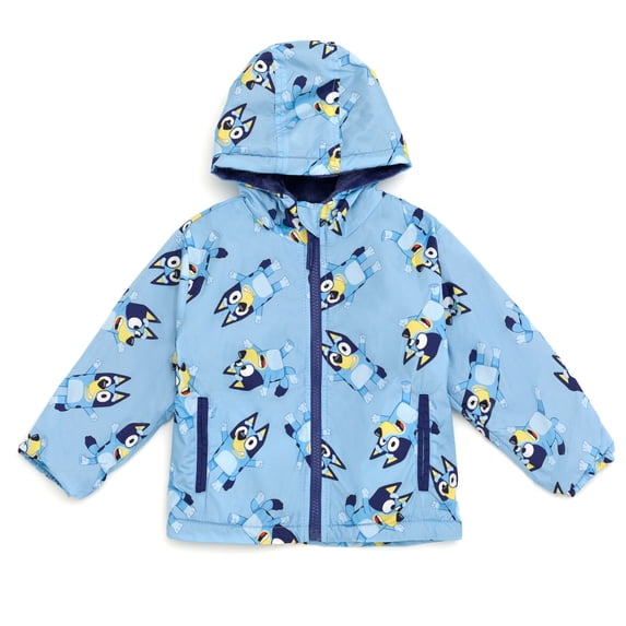 Bluey Baby Boy or Girl Hooded Rain Jacket with Front Pockets Light Blue Bluey