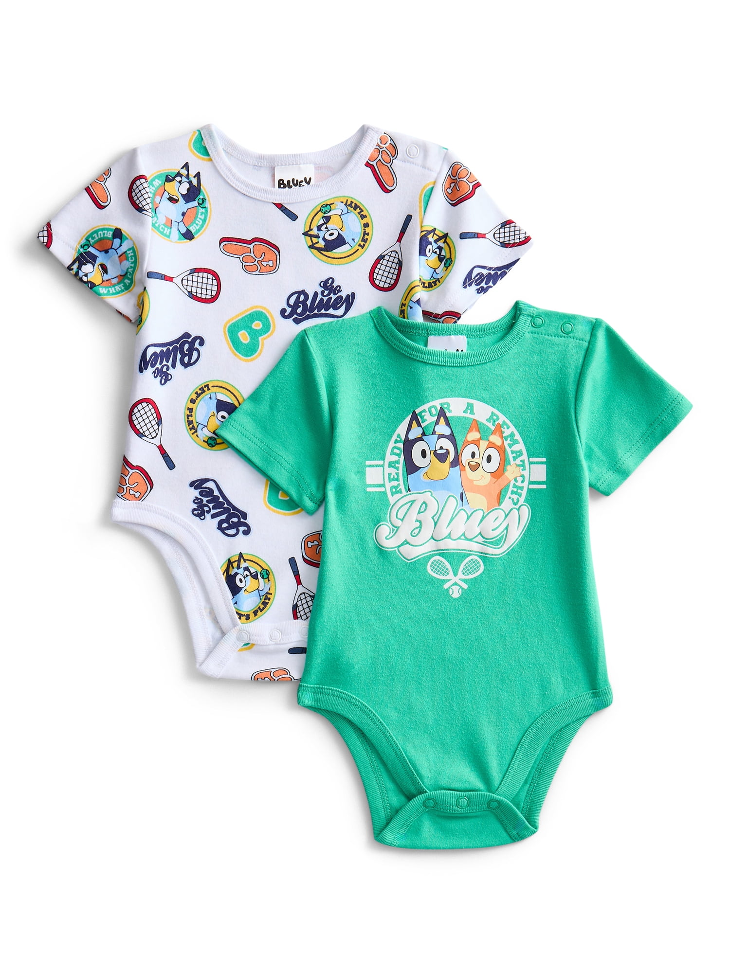 Bluey Baby Boys or Girls Graphic One-Piece Bodysuits, 2-Pack, Sizes 0/3M-24M