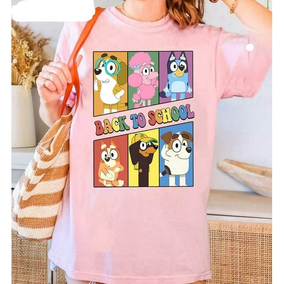 Bluey Back To School Comfort Colors Unisex T-shirt, Bluey Bingo Friends Shirt, Happy First Day of School Blue Dog