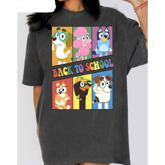 Bluey Back To School Comfort Colors Unisex T-shirt, Bluey Bingo Friends Shirt, Happy First Day of School Blue Dog