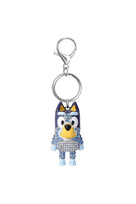 Bag Charm Pave Crystal, Official License Bluey Charm Keychain with Lobster Clip