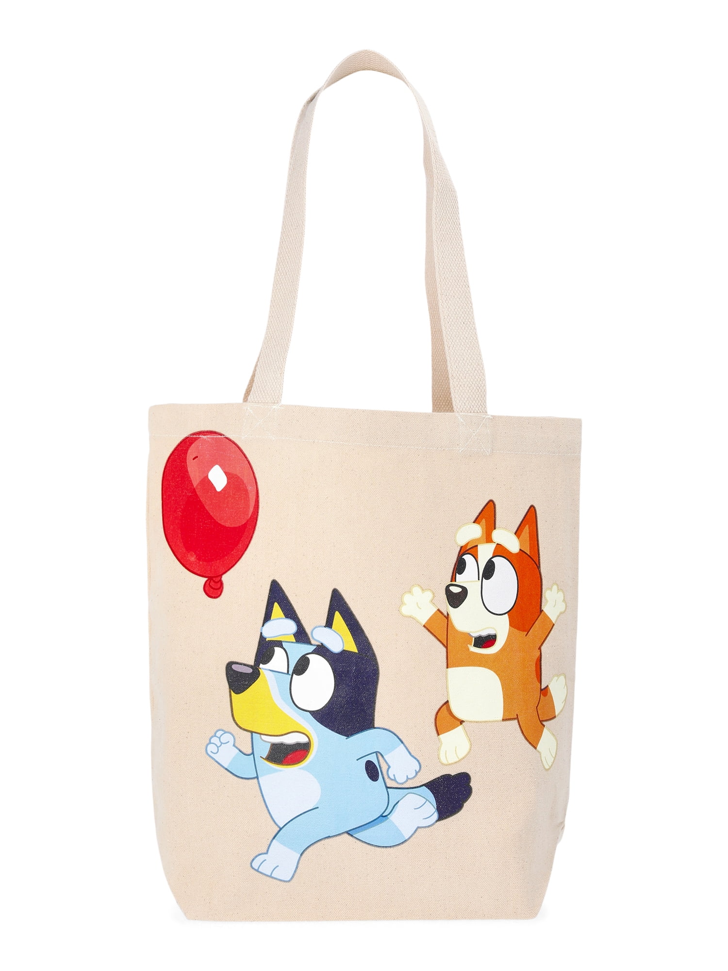 Bluey Women's Balloon Fun 13.5" Tote Bag, Natural Canvas