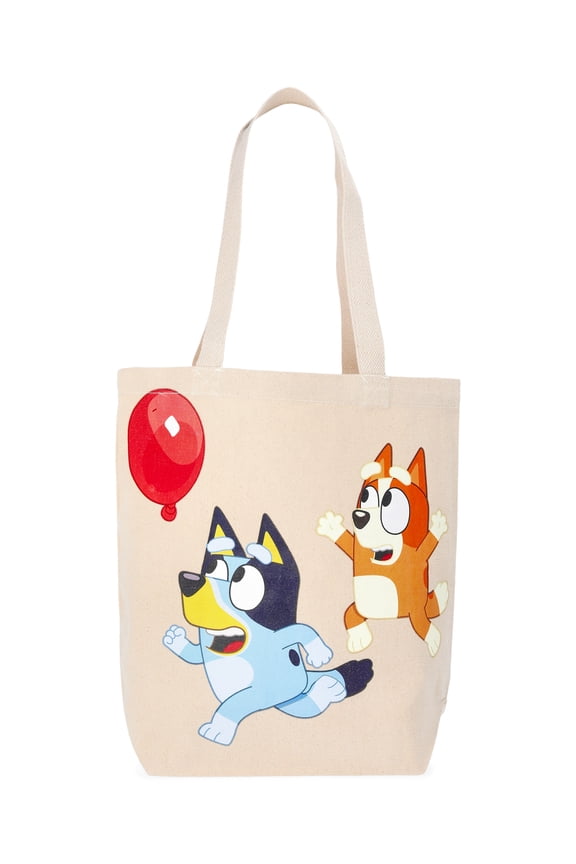 Bluey Women's Balloon Fun 13.5" Tote Bag, Natural Canvas