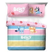 Bluey Balloon Party Kids 2 Piece Pink Reversible Comforter and Pillowcase Set, Twin/Full