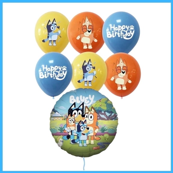 Bluey Balloons Birthday Bouquet- Party Theme 8 Pcs