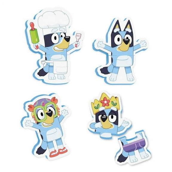 TOMY Toomies Bluey Bath Puzzle - Includes Mesh Bag Bath Toy Storage with Suction Cups - 8 Count - 18 Months and up