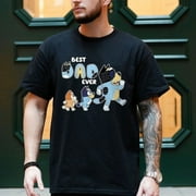 MERAKI.NAT Bluey Best Dad Ever Bluey T-Shirt, Bluey Father's Day Shirt, Cool Dad Club Shirt, Dad Birthday Gift, Bluey Family Matching Shirt, Black Color