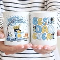 thumbnail image 1 of Bluey Best Dad Ever Mug, Personalized Family Gift, Custom Names Cup, Cute Cartoon Design for Father’s Day, 1 of 4