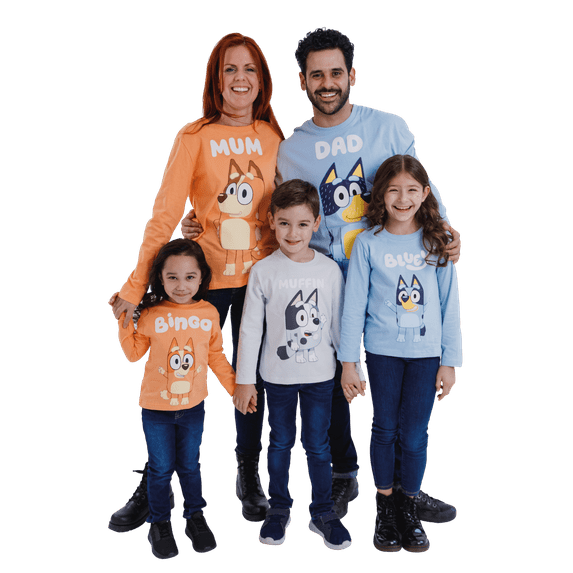 Bluey Big Boys Matching Family Long Sleeve T-Shirt Toddler to Big Kid