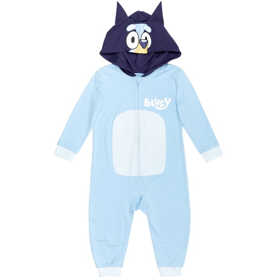 Bluey Big Kids' Boy or Girl Cosplay Hooded Coverall Blue