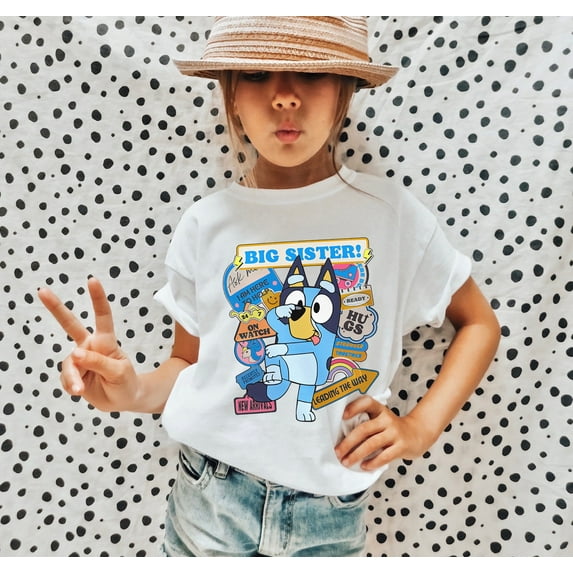 Bluey Big Sister Youth T-shirt, Sis Birthday Gift Shirt Funny Party Bluey, Gift Bluey Blue Dog Cartoon Kids Toodler