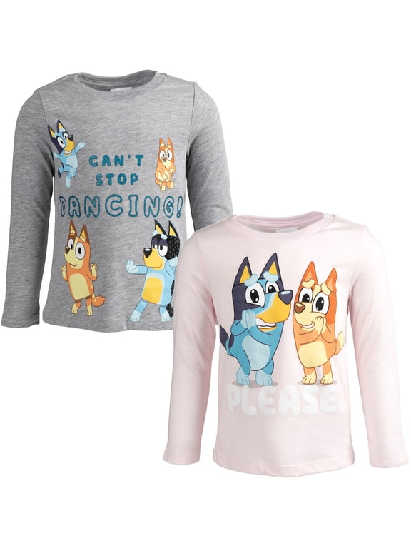 Bingo Big Girls 2 Pack Long Sleeve T-Shirts Toddler to Big Kid