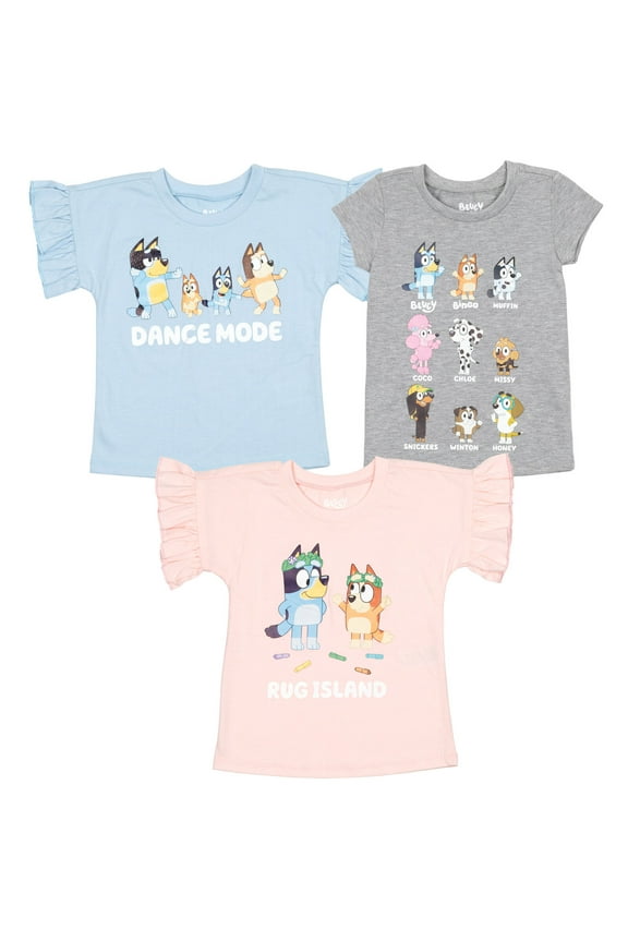 Bingo Chloe Little Girls 3 Pack T-Shirts Toddler to Big Kid