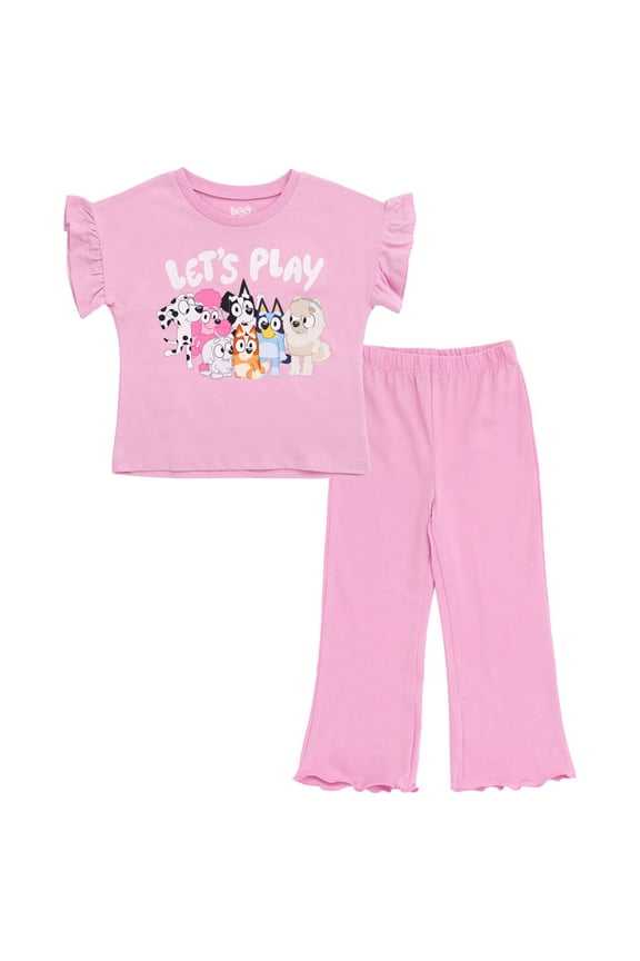 Bingo Chloe T-Shirt and Ribbed Flare Leggings Outfit Set Toddler to Big Kid