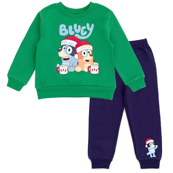 Bluey Bingo Christmas Fleece Sweatshirt and Jogger Pants Outfit Set Toddler to Big Kid