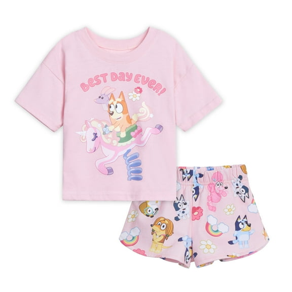 Bluey Bingo Coco T-Shirt and French Terry Shorts Outfit Set Toddler to Big Kid