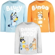 Bluey Bingo Dad Toddler Boys 3 Pack Long Sleeve T-Shirts Toddler to Little Kid