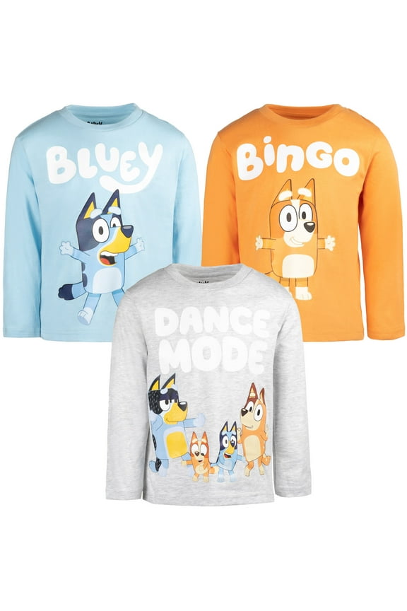 Bluey Bingo Dad Toddler Boys 3 Pack Long Sleeve T-Shirts Toddler to Little Kid