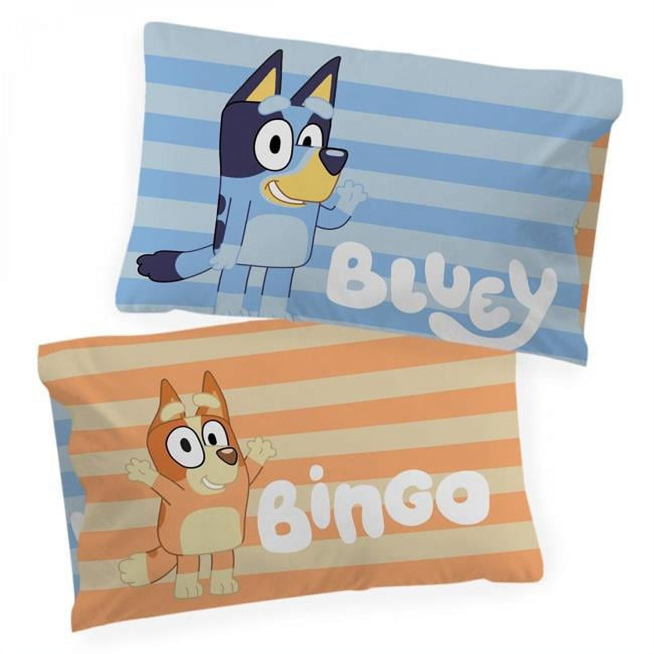 Bluey & Bingo Cartoon-Themed Reversible Pillowcase, Blue/Yellow