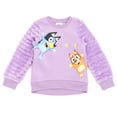 thumbnail image 1 of Bluey Bingo Fleece Pullover Sweatshirt with Faux Fur Sleeves Toddler to Big Kid, 1 of 5