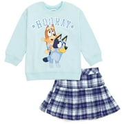 Bluey Bingo Fleece Sweatshirt and Pleated Skirt Plaid Toddler to Big Kid