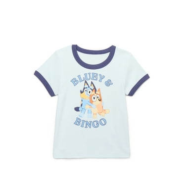 Bluey & Bingo Girls Short Sleeve Ringer Graphic Tee, Sizes 4-16