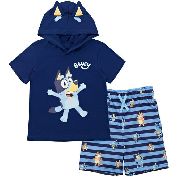 Bluey Bingo Little Boys Cosplay T-Shirt and Mesh Shorts Outfit Set Toddler to Little Kid