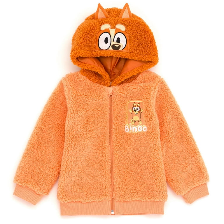 Bluey Bingo Little Boys Cozy Sherpa Zip Up Cosplay Hoodie Orange 7 8 Walmart