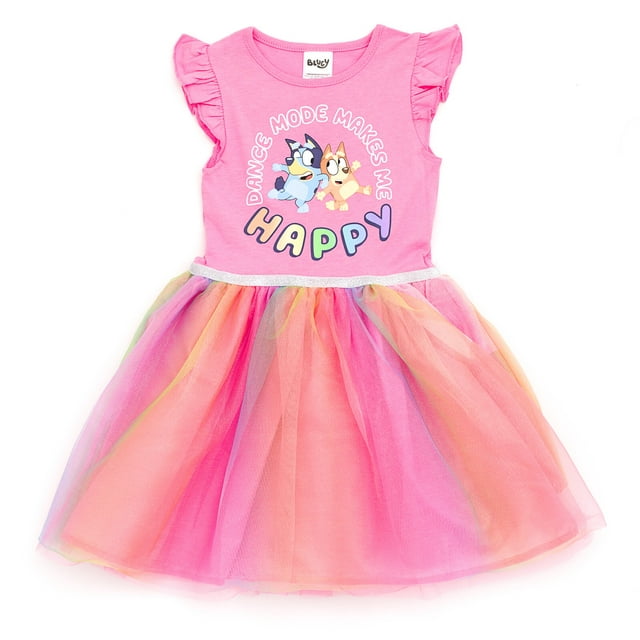 Bluey Bingo Little Girls Tulle Dress Toddler to Big Kid - Walmart.com