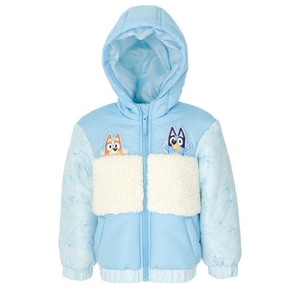 Bluey Bingo Little Girls Zip Up Winter Coat Puffer Jacket 7-8
