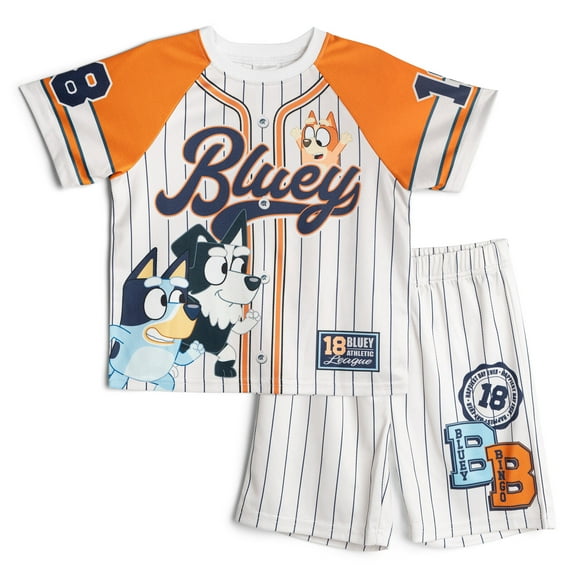 Bluey Bingo Mackenzie Mesh Baseball Jersey Athletic T-Shirt and Shorts Outfit Set Toddler to Big Kid