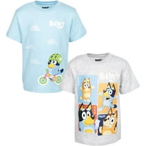 Bluey Bingo Mom Bandit Little Boys Girls 2 Pack Graphic T-Shirt Blue/Gray 7-8