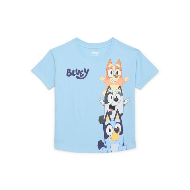 Bluey Bingo & Muffin Girls Graphic Short Sleeve T-Shirt, Sizes 4-12