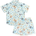 thumbnail image 1 of Bluey Bingo Muffin Little Boys Matching Family Hawaiian Button Down Shirt and Shorts Boys Shorts Set 7-8, 1 of 5