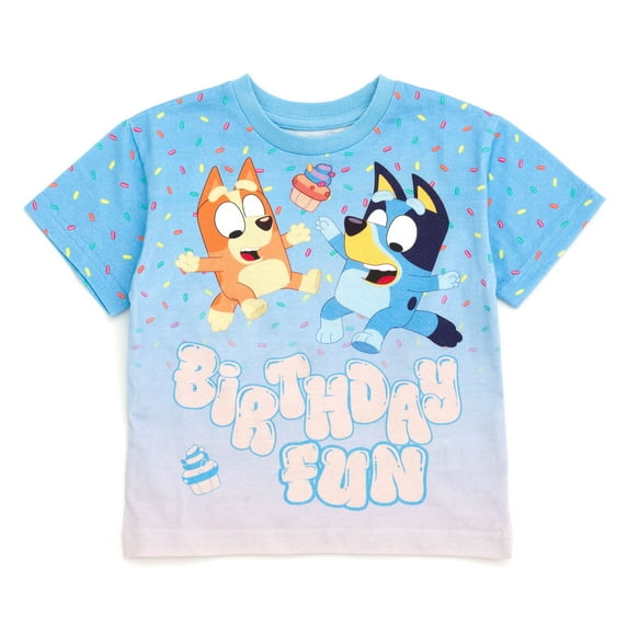 Bluey Bingo Muffin Pom Pom Birthday Drop Shoulder T-Shirt Toddler to Big Kid
