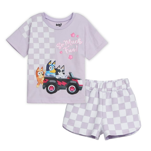 Bluey Bingo Muffin T-Shirt and French Terry Shorts Outfit Set Toddler to Big Kid