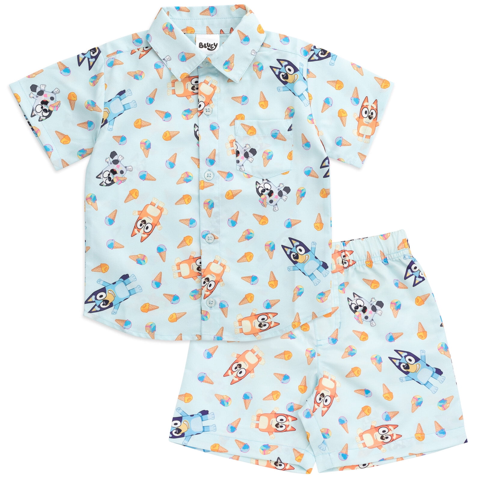 Bluey Toddler Short Sleeve Button Down Baseball Jersey Sizes 12M 5T