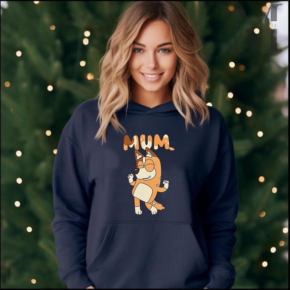 Bluey Bingo Mum Hoodie Gift for Women Mom, Charcoal Color, Size S