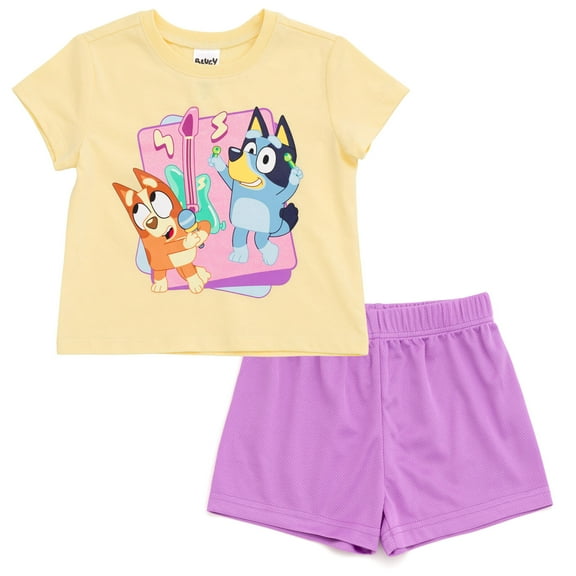 Bluey Bingo Music T-Shirt and Mesh Shorts Outfit Set Toddler to Big Kid