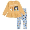 thumbnail image 1 of Bluey Bingo Peplum Sweatshirt and Leggings Outfit Set Toddler to Big Kid, 1 of 5