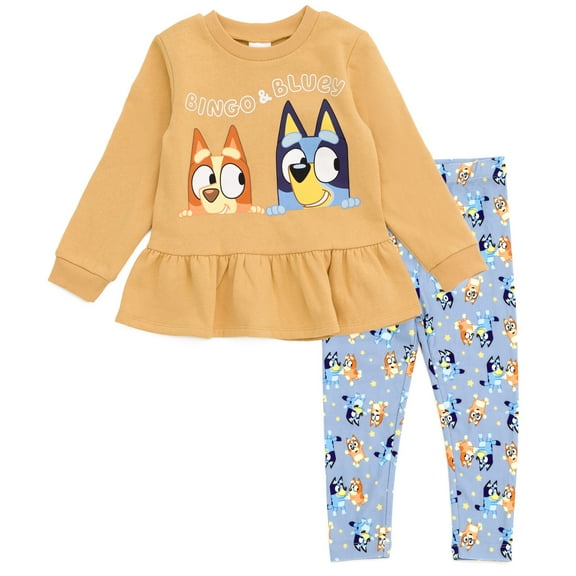 Bluey Bingo Peplum Sweatshirt and Leggings Outfit Set Toddler to Big Kid